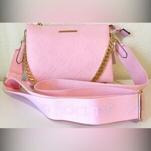 Aldo Pink Embossed Crossbody Bag with Gold Chain
